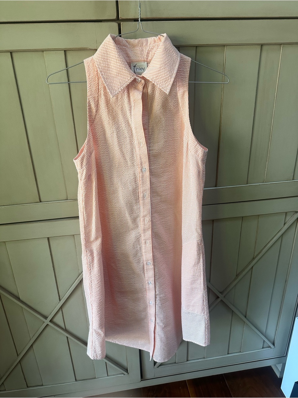 Finley Seersucker Swing Dress Orange and White sz Small NWOT adorable!! - Picture 6 of 15